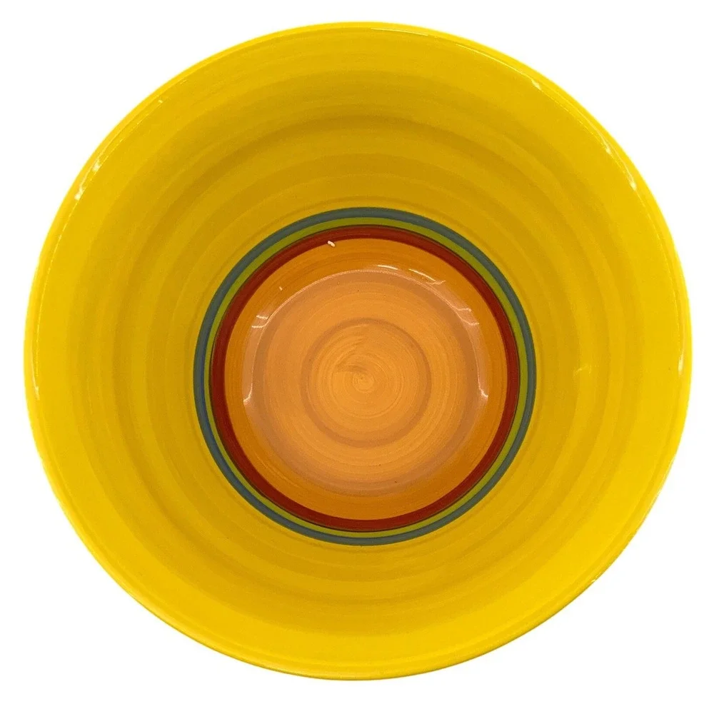 Gail Pittman Hand Painted Ceramic Bowls Set of 3 Red Yellow Green Made in USA 01